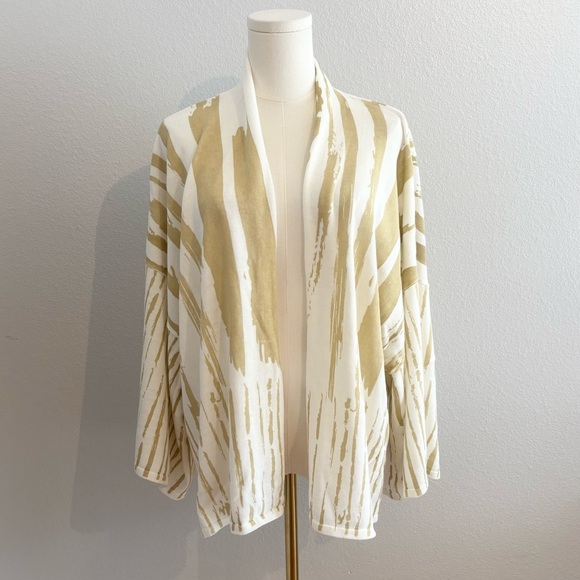 MarlaWynne Jackets & Blazers - NWOT MarlaWynne 100% Cotton Kimono Cardigan Size 2X Tan Brushstroke Open Front
